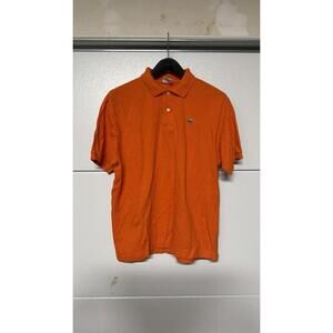 LACOSTE SPORT 100% Cotton Knit Short Sleeve Polo Shirt Men 6 LARGE L Orange Golf